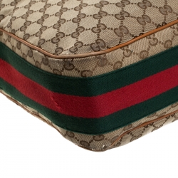 Pre Owned حقيبة غوتشي Heritage متوسطة كانفاس GG بنية/ بيج