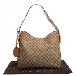 Pre Owned حقيبة غوتشي Heritage متوسطة كانفاس GG بنية/ بيج