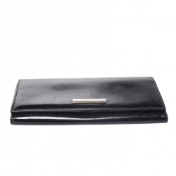 Pre Owned Gucci Black Patent Leather Continental Wallet