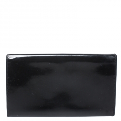 Pre Owned Gucci Black Patent Leather Continental Wallet