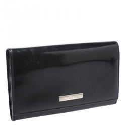Pre Owned Gucci Black Patent Leather Continental Wallet