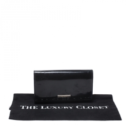 Pre Owned Gucci Black Patent Leather Continental Wallet