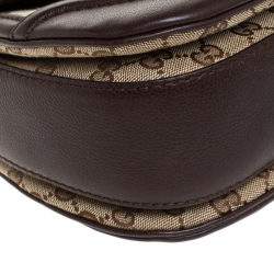 Pre Owned Gucci Brown GG Canvas and Leather Medium Tassel New Bamboo Top Handle Bag