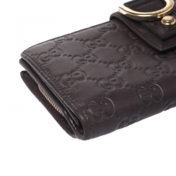 Gucci Brown Guccissima Abbey D Ring Continental Wallet