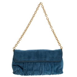 مملوكة مسبقًا Gucci Blue Suede Hysteria Clutch Bag