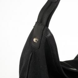 Pre Owned Gucci Black Monogram Horsebit Hobo