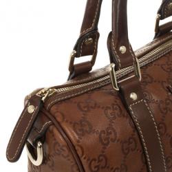 Pre Owned Gucci Guccissima Cognac Brown Leather Speedy 'Joy' Boston Satchel