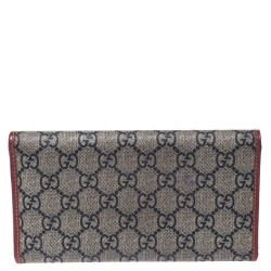 Gucci Navy Blue/Red GG Supreme Canvas with Patent Leather Trim Continental Wallet