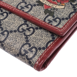 Gucci Navy Blue/Red GG Supreme Canvas with Patent Leather Trim Continental Wallet