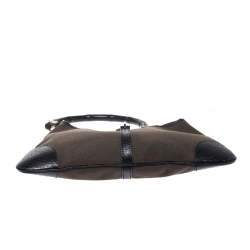 مملوكة مسبقًا حقيبة غوتشي Jackie O Bamboo جلد وكانفاس سوداء/ بنية