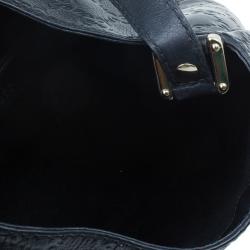 Pre Owned Gucci Black Guccissima Leather Medium Web Hobo