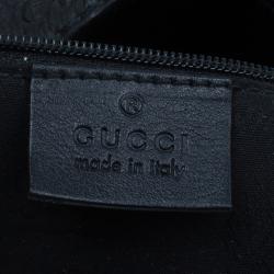 Pre Owned Gucci Black Guccissima Leather Medium Web Hobo