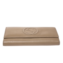Gucci Beige Leather Soho Continental Flap Wallet