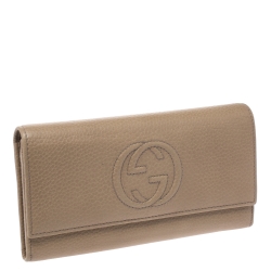 Gucci Beige Leather Soho Continental Flap Wallet