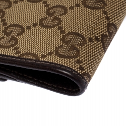 Gucci Brown GG Canvas D Ring Compact Wallet