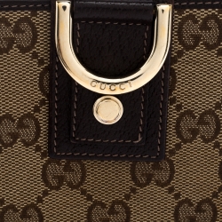 Gucci Brown GG Canvas D Ring Compact Wallet
