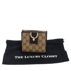 Gucci Brown GG Canvas D Ring Compact Wallet