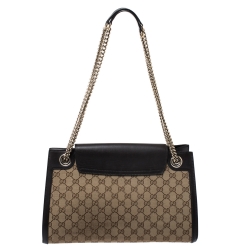 مملوكة مسبقًا Gucci Beige/Brown GG Canvas and Leather Large Emily Chain Shoulder Bag