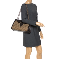 مملوكة مسبقًا Gucci Beige/Brown GG Canvas and Leather Large Emily Chain Shoulder Bag