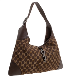 Gucci Brown/Beige GG Canvas and Leather Jackie Hobo