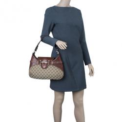 Pre Owned Gucci Brown Monogram Canvas GG Hobo Bag