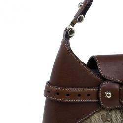 Pre Owned Gucci Brown Monogram Canvas GG Hobo Bag