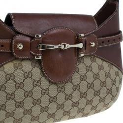 Pre Owned Gucci Brown Monogram Canvas GG Hobo Bag