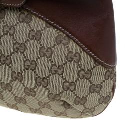 Pre Owned Gucci Brown Monogram Canvas GG Hobo Bag