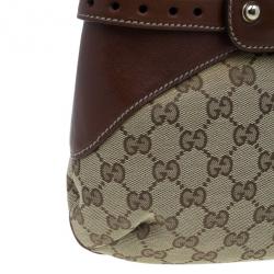 Pre Owned Gucci Brown Monogram Canvas GG Hobo Bag