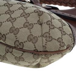 Pre Owned Gucci Brown Monogram Canvas GG Hobo Bag