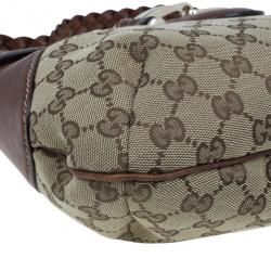Pre Owned Gucci Brown Monogram Canvas GG Hobo Bag