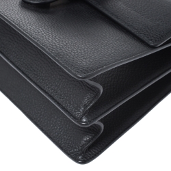 مملوكة مسبقًا Gucci Black Leather Medium Dionysus Bamboo Top Handle Bag