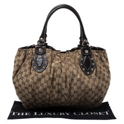 مملوكة مسبقًا Gucci Beige GG Canvas and Leather Medium Pelham Tote