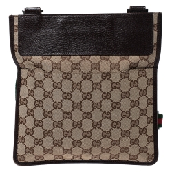 Pre Owned Gucci Beige/Brown GG Canvas and Leather Web Messenger Bag