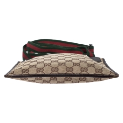 Pre Owned Gucci Beige/Brown GG Canvas and Leather Web Messenger Bag