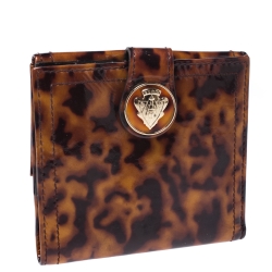 مملوكة مسبقًا Gucci Brown Tortoise Shell Patent Leather Hysteria Compact Wallet