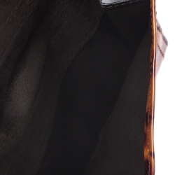 مملوكة مسبقًا Gucci Brown Tortoise Shell Patent Leather Hysteria Compact Wallet