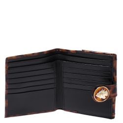 مملوكة مسبقًا Gucci Brown Tortoise Shell Patent Leather Hysteria Compact Wallet