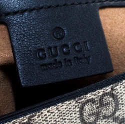 Pre Owned حقيبة غوتشي يد علوية قفل صغيرة جلد وكانفاس سوبريم GG بنية/ سوداء