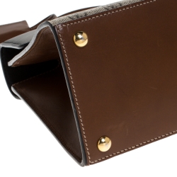 Pre Owned حقيبة غوتشي يد علوية قفل صغيرة جلد وكانفاس سوبريم GG بنية/ سوداء