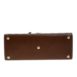 Pre Owned حقيبة غوتشي يد علوية قفل صغيرة جلد وكانفاس سوبريم GG بنية/ سوداء