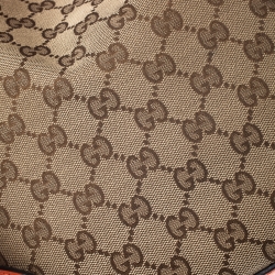 Pre Owned Gucci Beige/Orange GG Canvas and Leather Bucket Bag