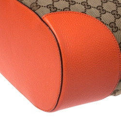Pre Owned Gucci Beige/Orange GG Canvas and Leather Bucket Bag