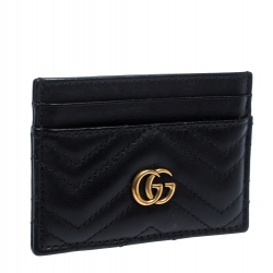 Gucci Black Matelasse Leather Marmont Card Case