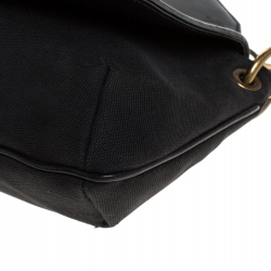 Pre Owned Gucci Black Canvas Small Vintage Flap Shoulder Bag