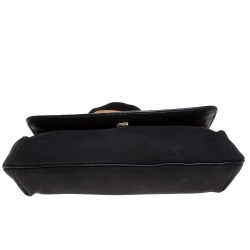 Pre Owned Gucci Black Canvas Small Vintage Flap Shoulder Bag