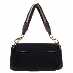 Pre Owned Gucci Black Canvas Small Vintage Flap Shoulder Bag