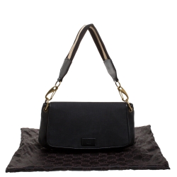 Pre Owned Gucci Black Canvas Small Vintage Flap Shoulder Bag
