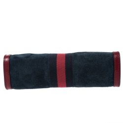 Pre Owned Gucci Navy Blue/Red Suede and Leather Ophidia Shoulder Bag