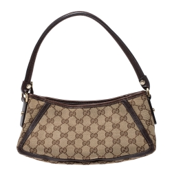 Pre Owned Gucci Beige GG Canvas and Leather Abbey D-Ring Pochette Bag